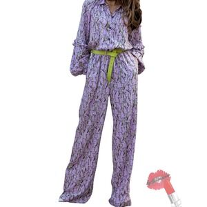 Happy x Nature Jumpsuit Women Small Purple Floral Long‎ Sleeve
